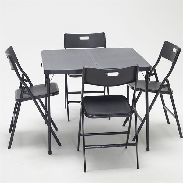 

home outdoor furniture 5-piece folding table and chair set black