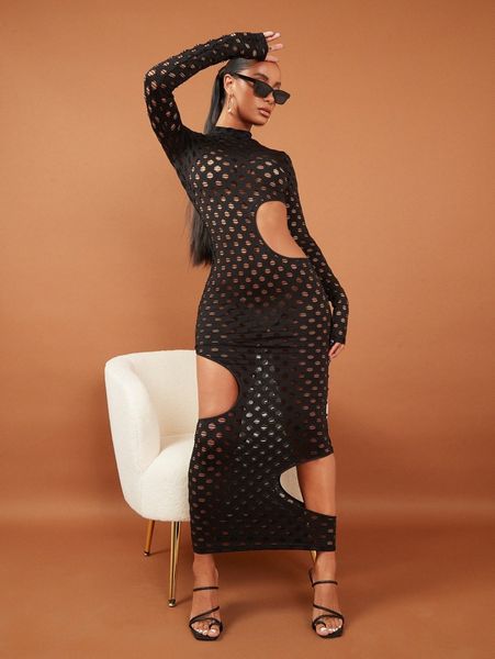 

hollow out cut out bodycon dress z4dy#, Black;gray