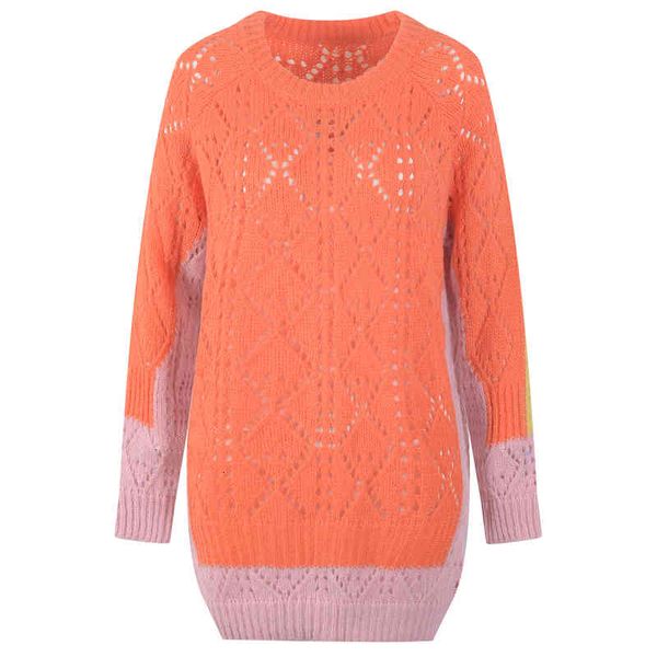 

women's knits tees sweater lazy sweet soft waxy design pullover round neck color matching autumn winter wawt, White
