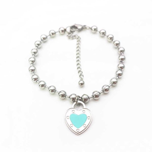 

heart bracelet women stainless steel couple fashion chain on hand blue pink green red valentines day gifts for girlfriend accessories, Black