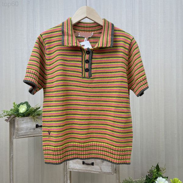 

women's t-shirt designer d family ~ cattle new fashion lapel stripe contrast embroidery bee short sleeve knit slim t-shirtcna6 2002 lux, White