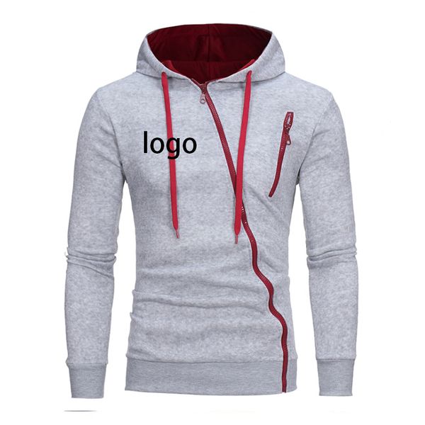 Personalizza Uomo Felpe con cappuccio Felpa con cerniera diagonale fai-da-te Cappotto Primavera Autunno Tendenza Top Design personalizzato Il tuo simile P o Streetwear 220722