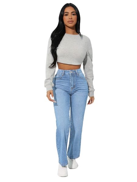 

petite high waist straight leg jeans c6bq#, Blue