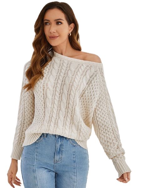 

raglan sleeve cable knit sweater z0l2#, White;black