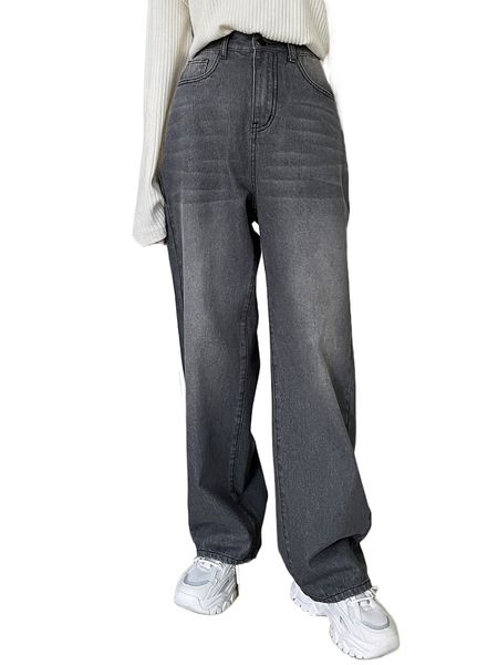 

dazy high waist slant pocket jeans c9xx#, Blue