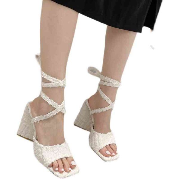 

dress shoes new female sandals desginer spring summer square toe shoes 10cm high heel lady fashion street party design 41 42, Black