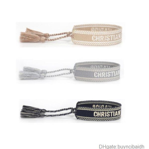 

luxury brand braided bracelet adjustable woven friendship bangle for womens mens designer letter embroidery rope bracelets jewelry gift code, Golden;silver