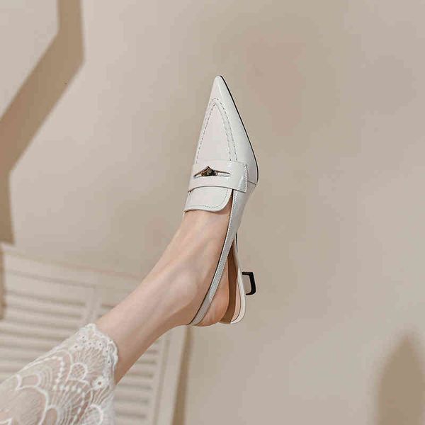 

sandals korean version of versatile women's cool shoes summer beige baotou real leather middle heel empty trip belt fashion 8bvi, Black