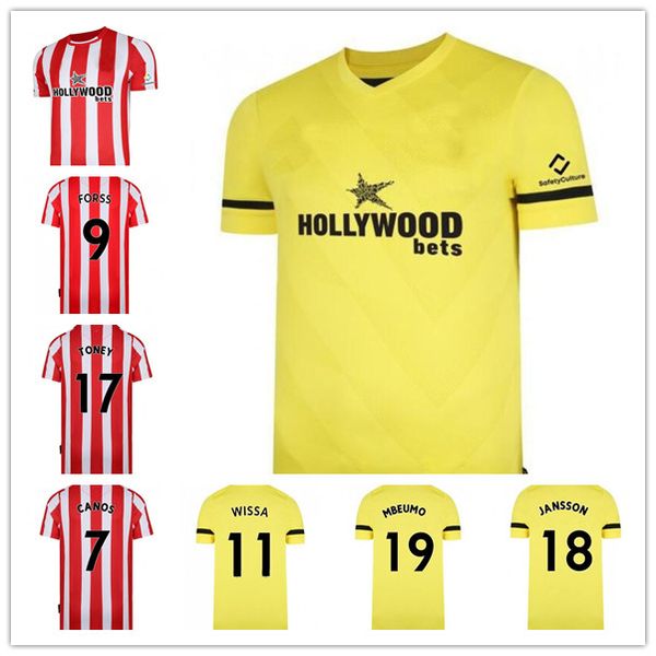 

fc 21 22 soccer jerseys home away yellow fosu mbeumo toney dasilva forss canos camisetas 2021 2022 maillot de foot men kit f, Black;yellow