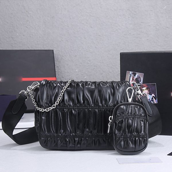 

pleated sheepskin hobos bags waist purse chain cover women's portable messenger shoulder bag triangle satchel tote bags p vintage handb