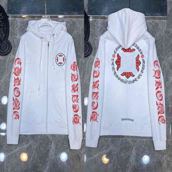

designer classic hoodies fashion luxury mens zipper ch sweatshirts horseshoe sanskrit cross print pullover hooded sweater women jacket m8fh, Black