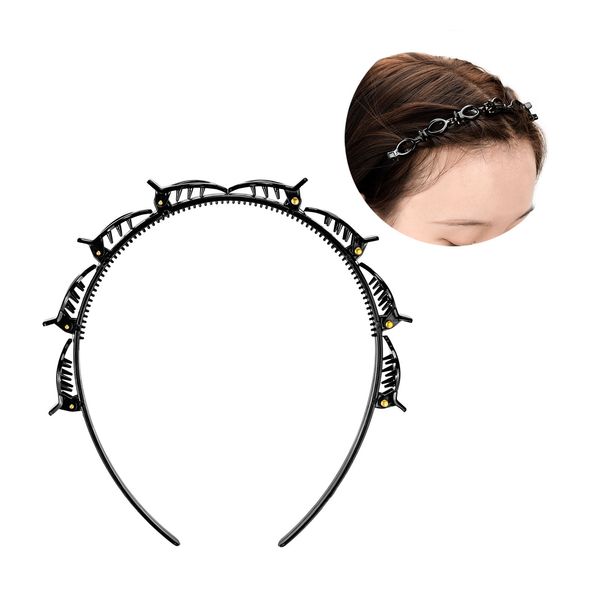 

braided hollow headband plastic fairy gas all-match 1pc, Black;brown