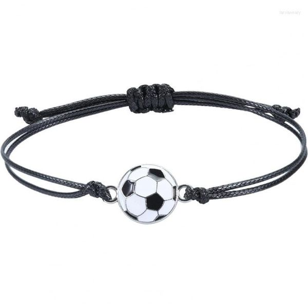 Perlenstränge Fußball-Ball-Charme-Armband für Jungen-Mädchen-Sport, geflochten, Unisex, verstellbar, Wachslinie, Fan-Geschenk, Perlen Lars22