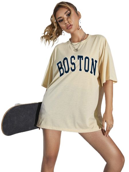 

letter graphic drop shoulder tee 70zp#, White