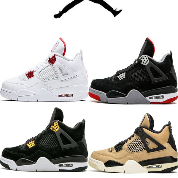 

mens womens basketball shoes 4s jumpman desert moss red thunder yellow university blue white oreo taupe haze black cat men trainer outdoor d