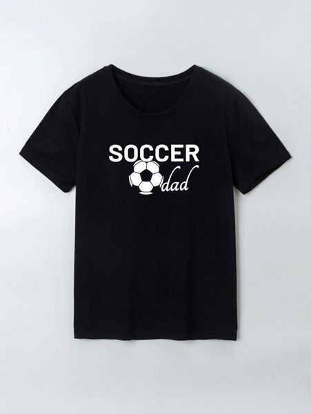 

men 1pc letter and soccer print tee s8sg#, White;black