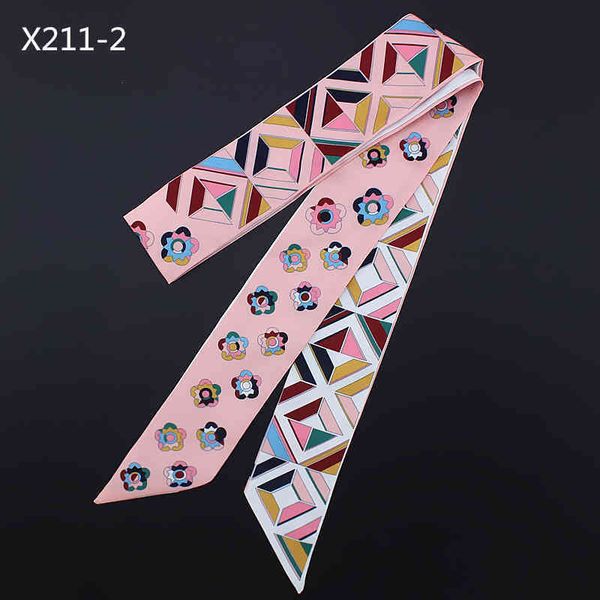 

120cm*5cm silk long woman scarf small little flower printed fashion headband bag ribbon for ladie scarves, Blue;gray