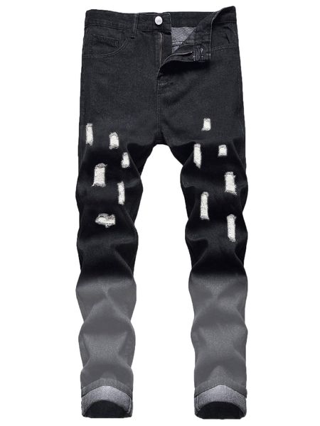 

romwe guys ripped jeans n1yo#, Blue