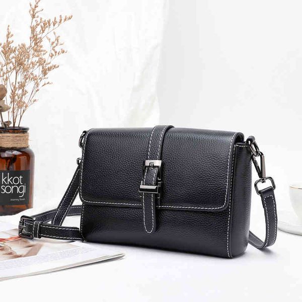 

evening bags leather women's bag korean version simple high-grade first layer cow leather single shoulder small hard black diz1