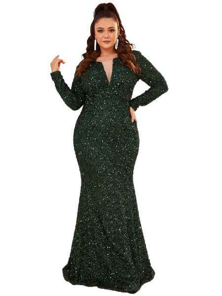 

plus sheer mesh insert sequin floor dress y6wn#, Black