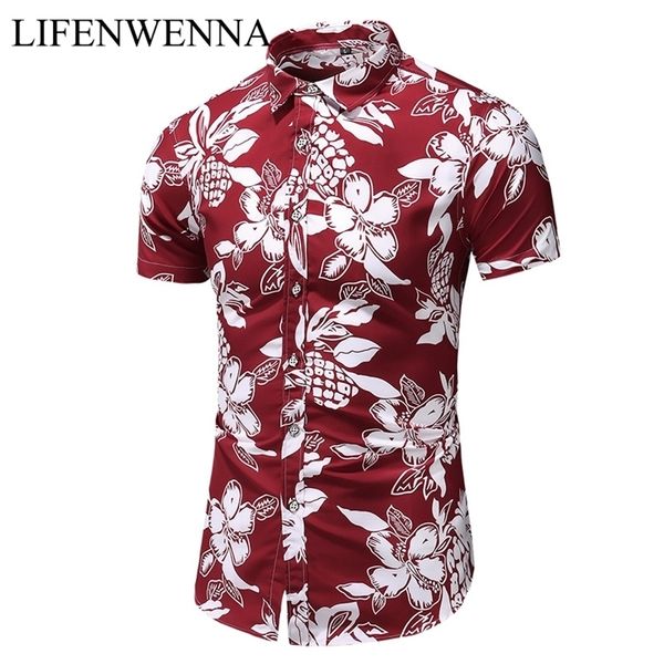 Sommer Ankunft Shirts Männer Mode Druck Kurzarm Hawaiian Shirt Männlichen Casual Blume Slim Fit Strand Plus M-7XL 220324