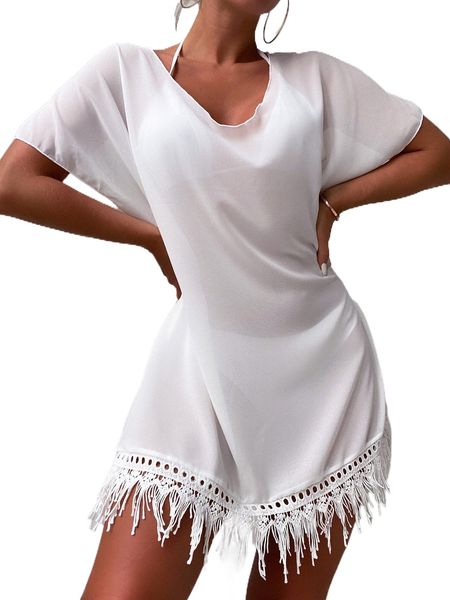 

plain chiffon cover up 17rx#, White;black