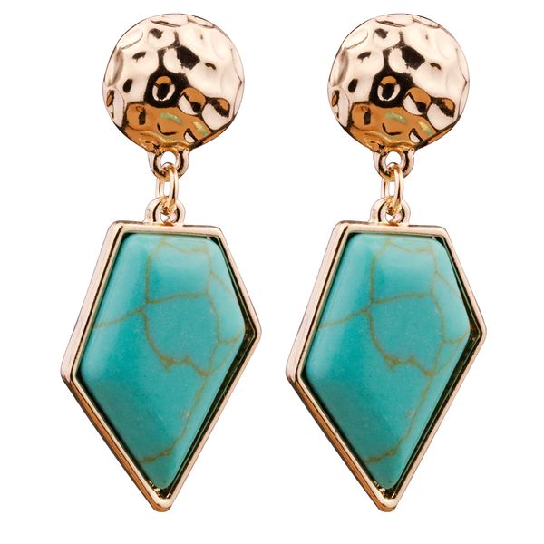 

tturquoise pack rhomb stud dangle chandelier earrings, Silver
