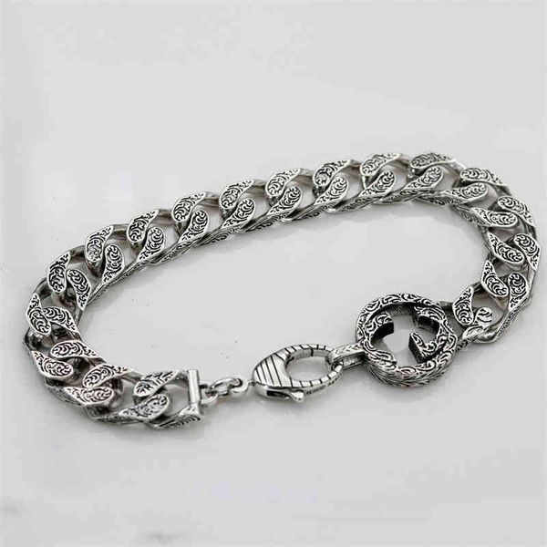 

factory wholesale silver classic cuban chain bracelet old nterlocking couple bracelet, Black