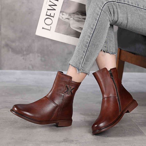 

slippers autumn short boots autumn leather buffed flat bottomed spring and single thin large women's plush k8jz, Black
