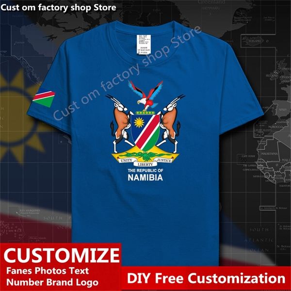 Namibya ülke bayrağı tişört ücretsiz özel forma diy adı 100 pamuk tişörtleri erkek kadınlar gevşek gündelik tişört nam 220616
