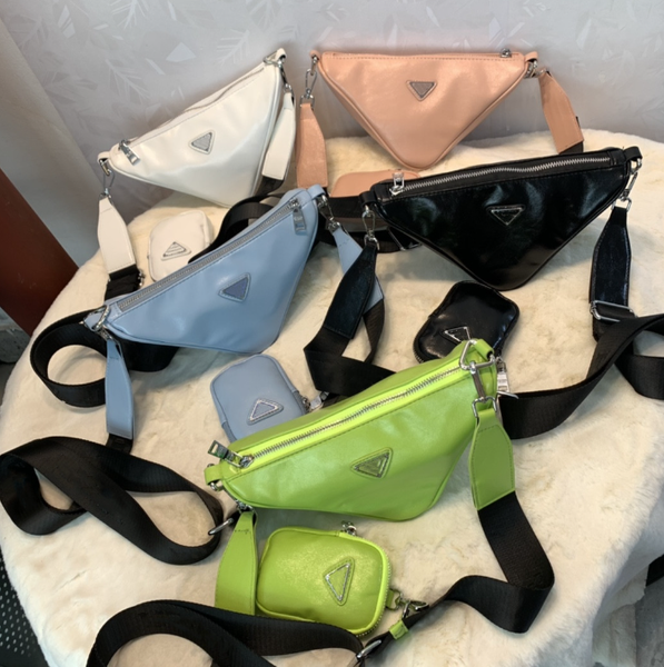 

classic crossbody trendy cool solid color pu triangle bag with small wallet fashion all-match shoulder crossbody