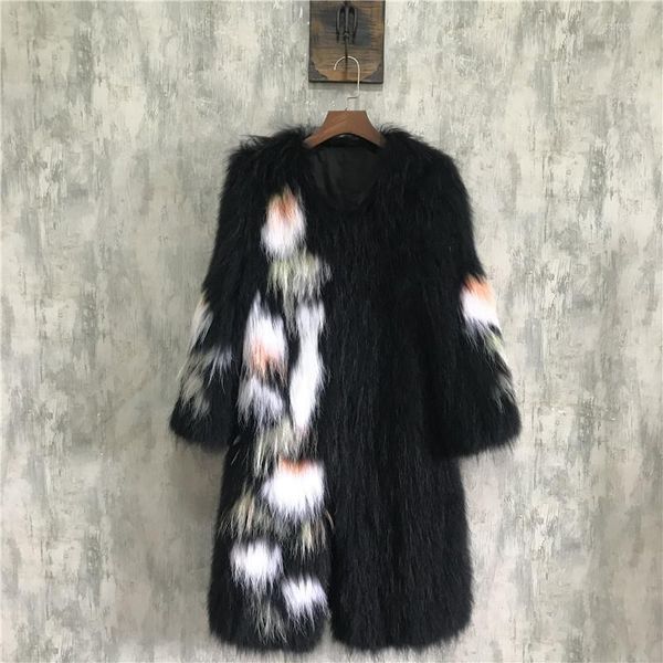 Pelliccia sintetica da donna Autunno e inverno 2022 Cappotto importato da donna in tessuto Sottile stampato lungo caldo Coa