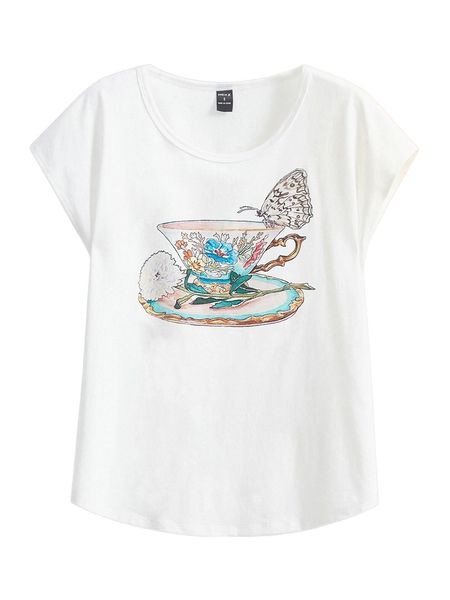 

x claudette lambert butterfly & floral print batwing sleeve tee w5uc#, White