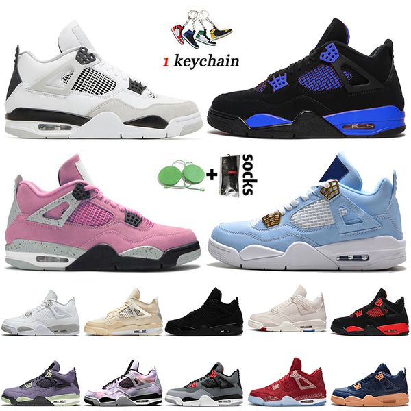 

red blue thunder 4s basketball shoes 2022 fashion women mens with socks jumpman 4 university pink military black canvas cat starfish white o