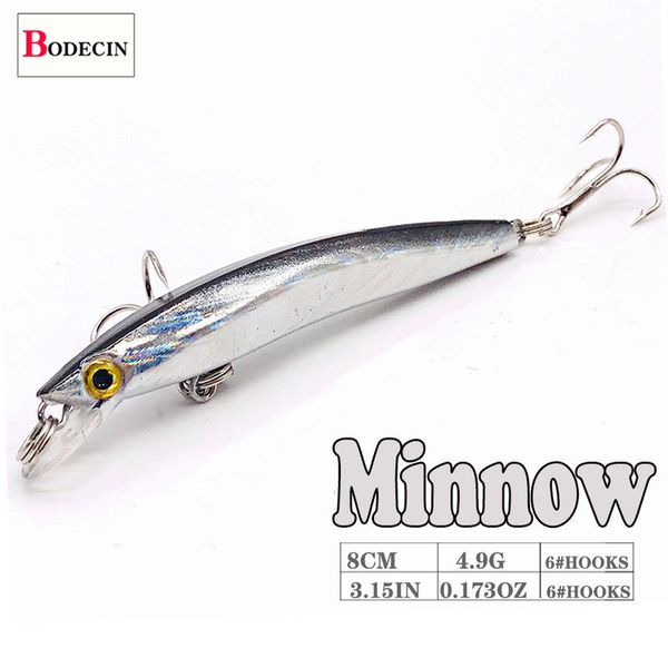 

wobbler minnow floating hard plastic artificial bait for fishing lure tackle bass 8cm 3d eyes ater 2 fish hook crankbait 1pc 220721