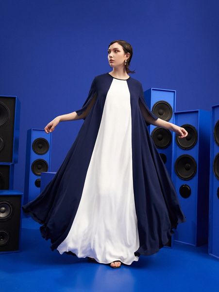 

x dewey soltura two tone split sleeve maxi dress r2ri#, Black;gray