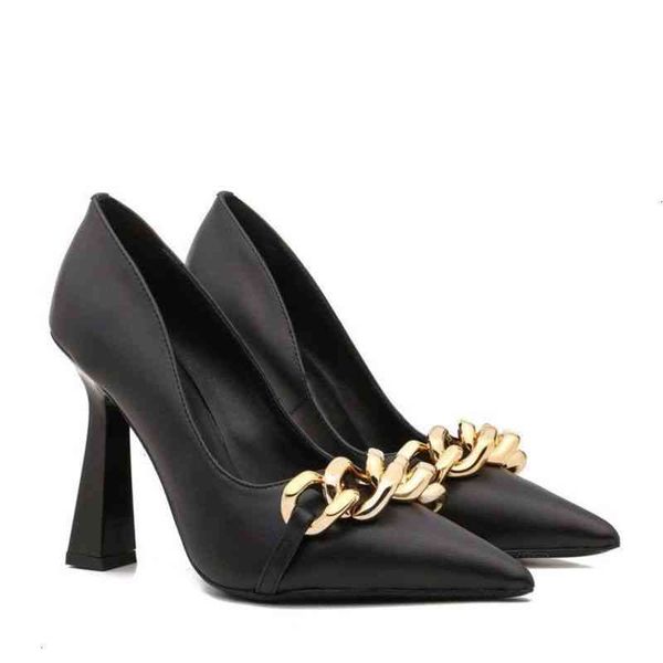

dress shoes leather high heels women's medusa spring and autumn professional temperament goddess fan pointed thin heel shoes sygf, Black