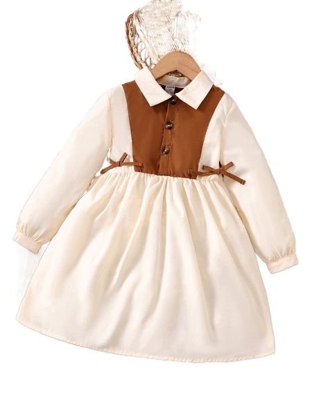 

toddler girls two tone half button shirt dress j4bg#, Black;white