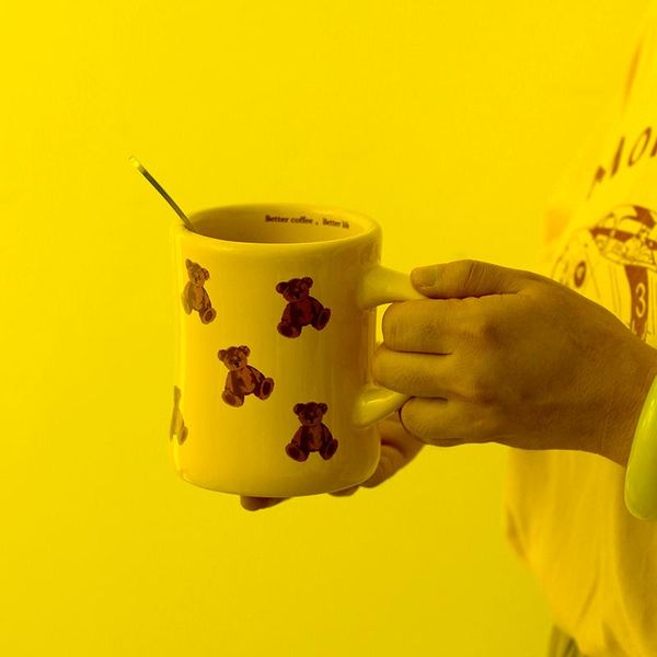 Tassen, süße Bären-Kaffeetasse, beige Keramik, Milchtee-Becher, Vintage-Keramik, Latte-Cappuccino-Tassen, Trinkgeschirr, Heimdekoration, Geschenke für Liebhaber. Tassen