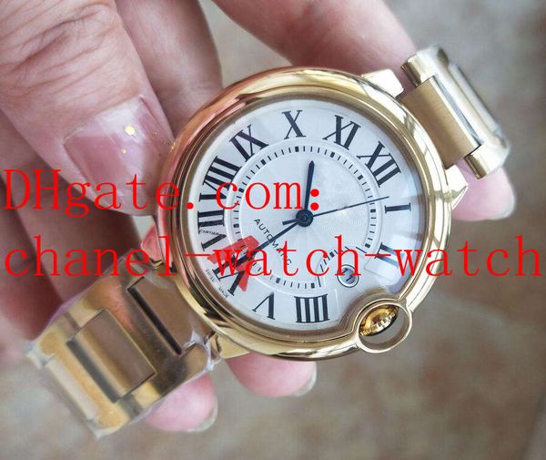 

42mm men's sport wrist watches 18k yellow gold automatic mechanical movement mens watches, Slivery;brown