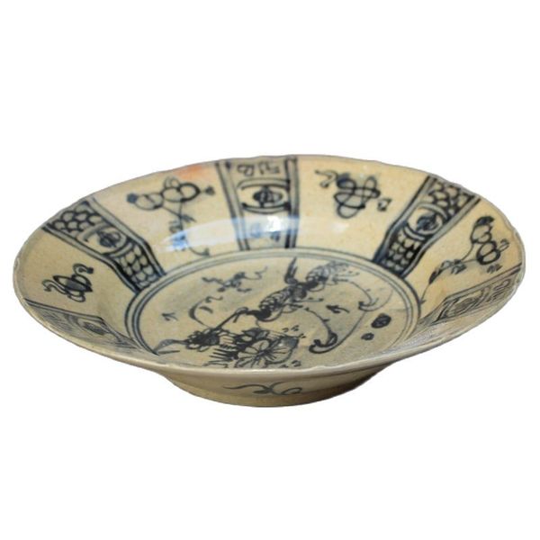 

chinese old blue and white porcelain ornaments porcelain two crane plate, Silver