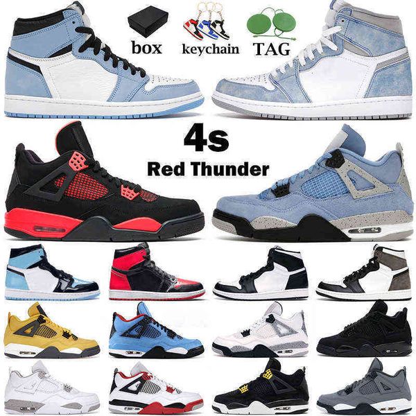 

dr shoes basketball men women 4s red thunder university blue white oreo, Black