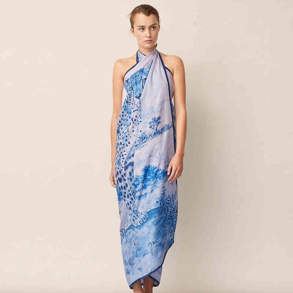 

scarves [cheetah]h home silk velvet scarf female autumn and winter warm style foreign fashion shawl large square, Blue;gray