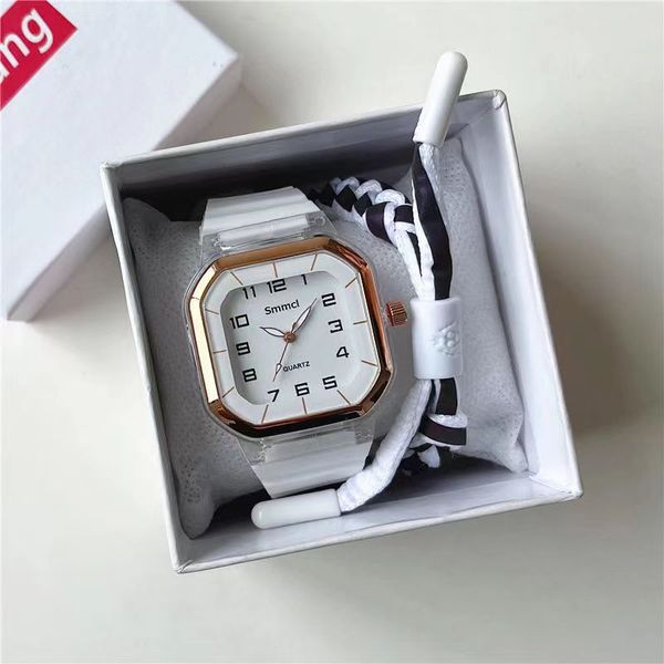 Роскошные женские часы Дизайнерские часы для школьной вечеринки Корейская версия простая модная спортивная площадь Прозрачная Quartz Women Watch HFGH