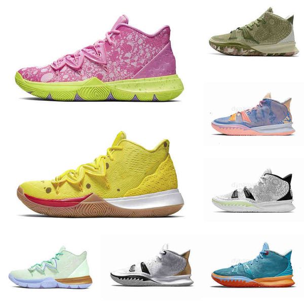 

st quality basketball shoes black gold squidward sponge sandy men kyrie 7 outdoor trainers 5 hip hop metallic silver sports sneakers
