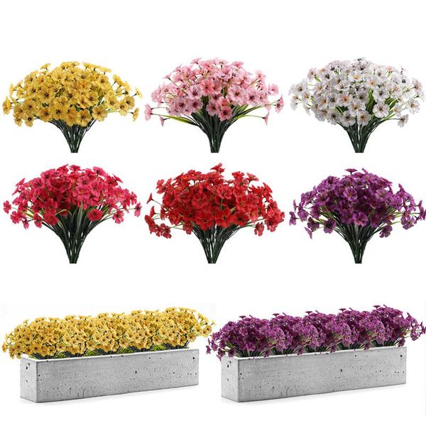 Ghirlande di fiori decorativi Fasci di fiori artificiali per esterni resistenti ai raggi UV, nessuna dissolvenza, viole finte, giardino, terrazza, davanzale, bouquet da sposa