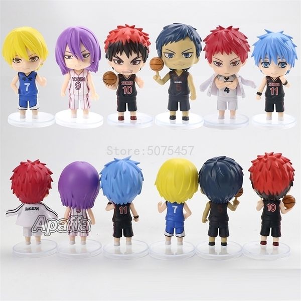 6pcslot Kurokos Basketball Anime Figura Kuroko Tetsuya Ação Aomine Daiki Kise Ryota Kagami Taiga Modelo de Figura Toys 220520