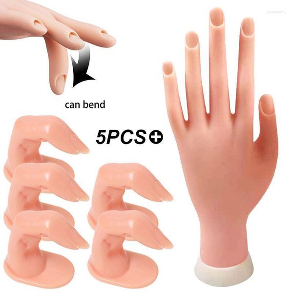 Equipamento de unhas Plástico Prática de Mão de Mão Fake Finge para acrílico UV Gel Training Modelo Ferramentas de Modelo Flexível Manicure Prud22