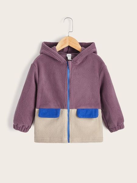 

toddler boys zip up flap detail colorblock teddy jacket she, Blue;gray