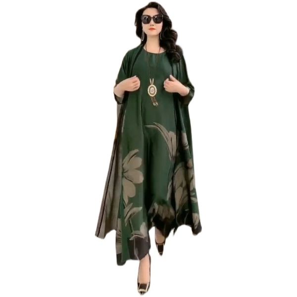 

spring summer dresses female fashion loose oversize 5xl printed dress shortsleeved twopiece suit lady 220716, White